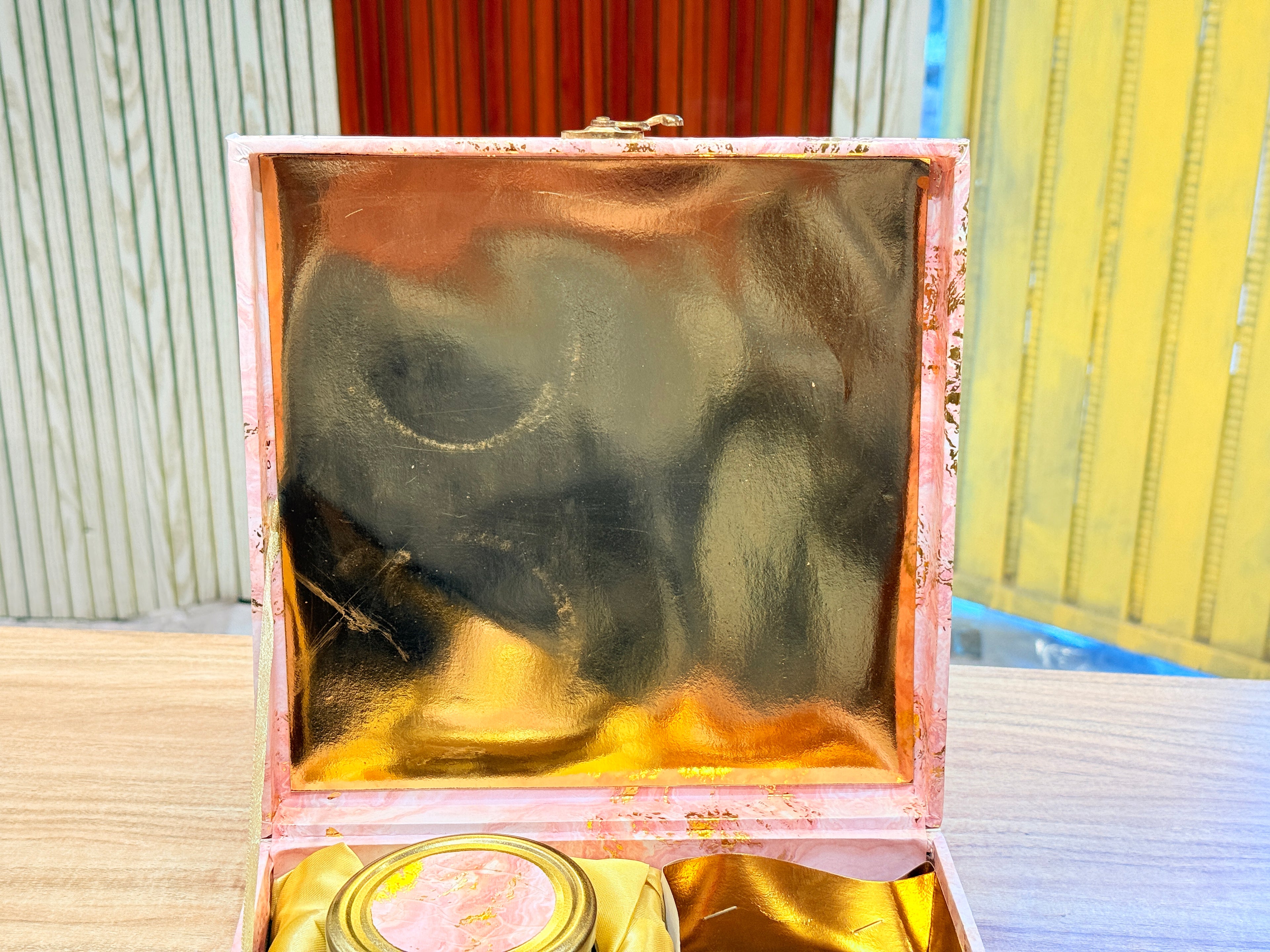2 Jar Marble Light Pink Foil Multi-Purpose Hamper Box