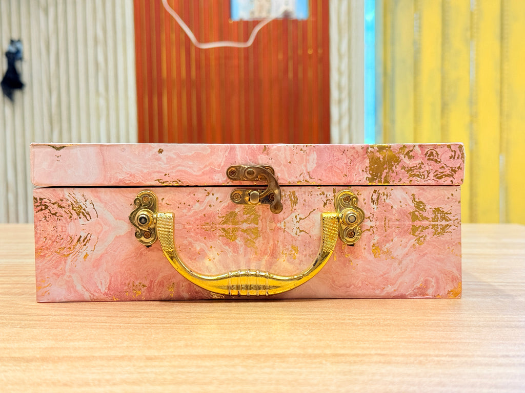 2 Jar Marble Light Pink Foil Multi-Purpose Hamper Box
