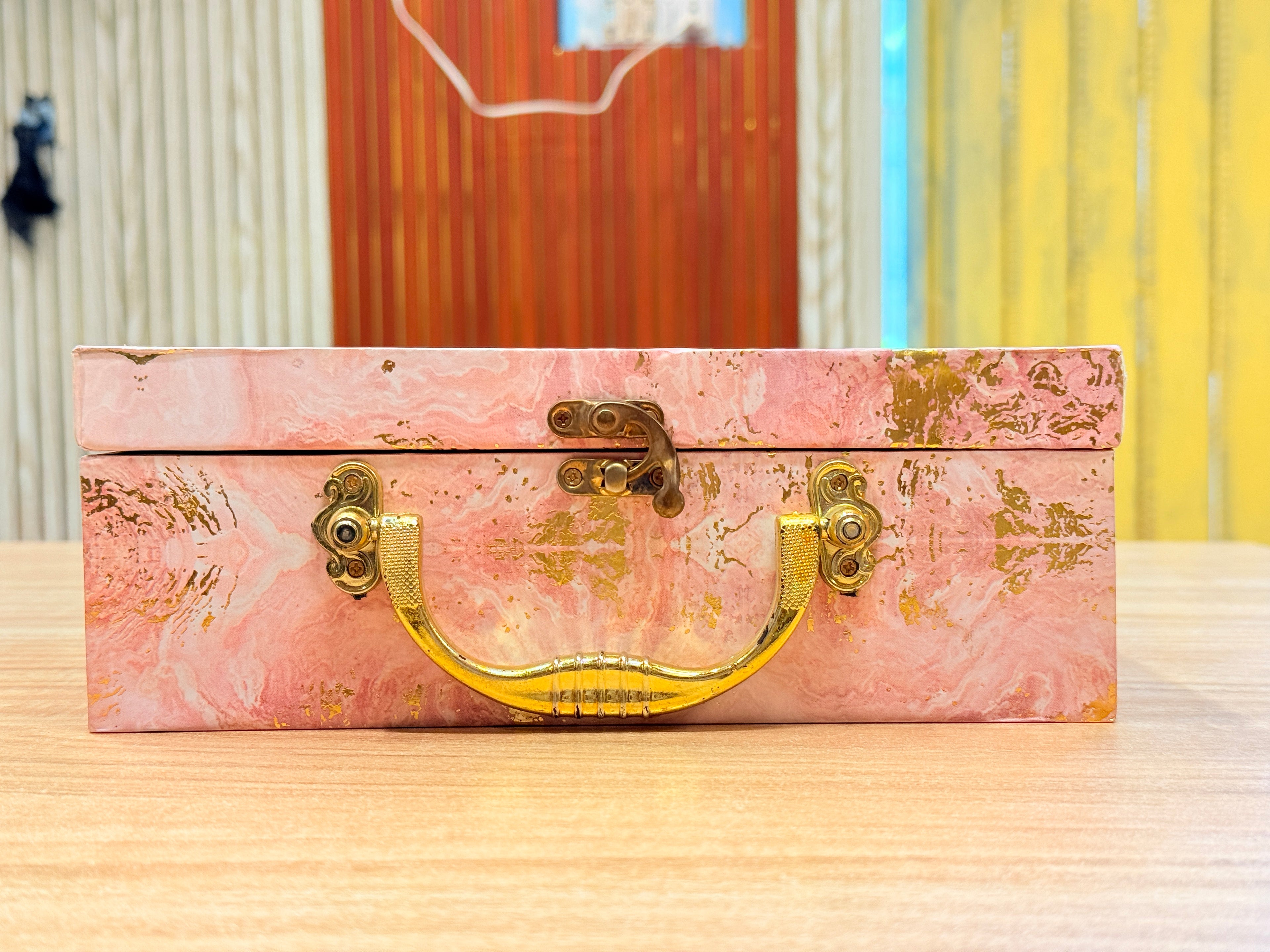 2 Jar Marble Light Pink Foil Multi-Purpose Hamper Box