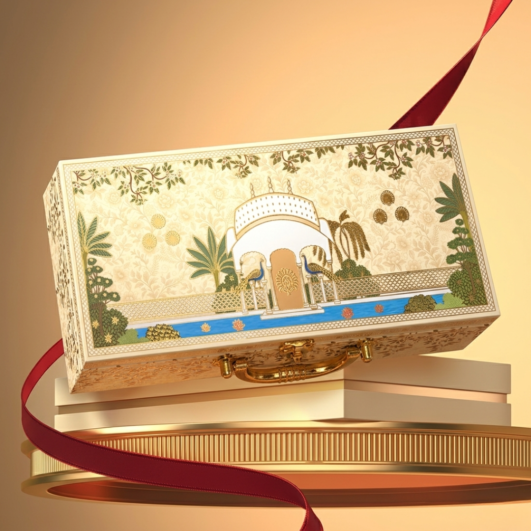 3 JAR YELLOW MGI Royal Heritage Peacock PRINT GIFT BOX