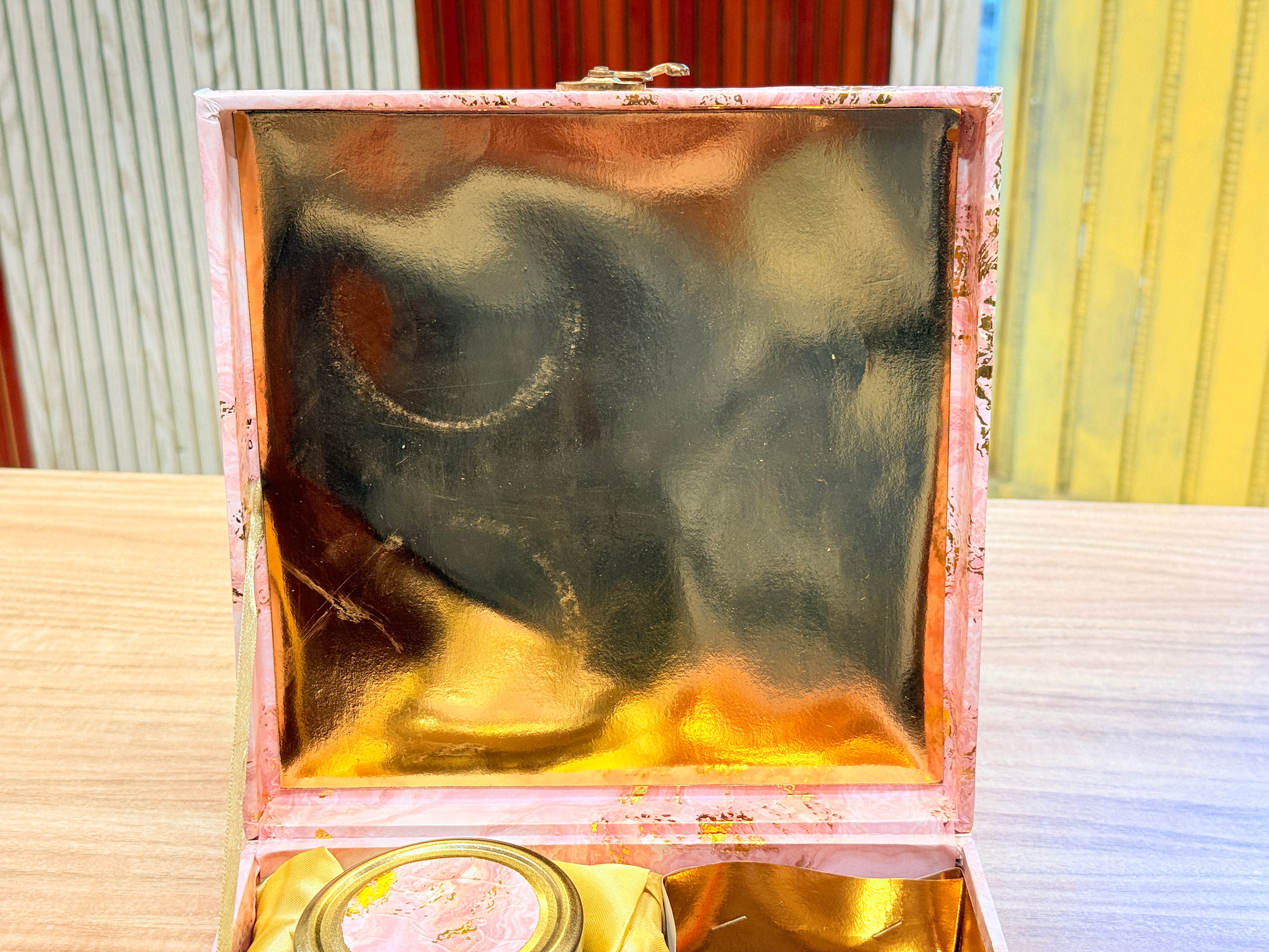 2 Jar Marble Light Pink Foil Multi-Purpose Hamper Box