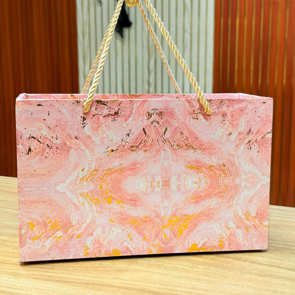 2 Jars Pink Marble Foil Carry Bag Style  Box
