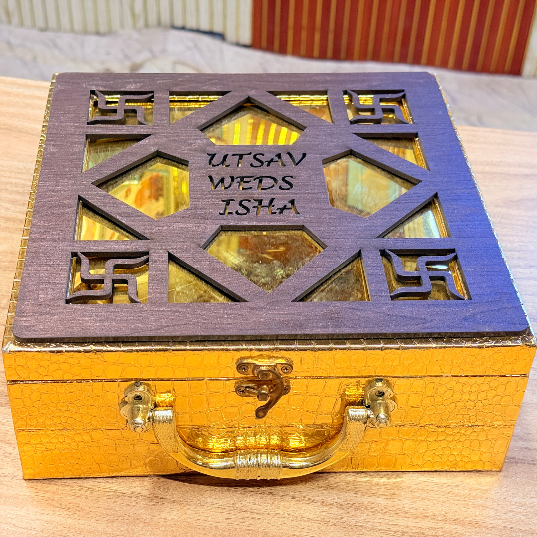 4 Jar Laser Cut Wedding Suvarna Vivaah Customized box