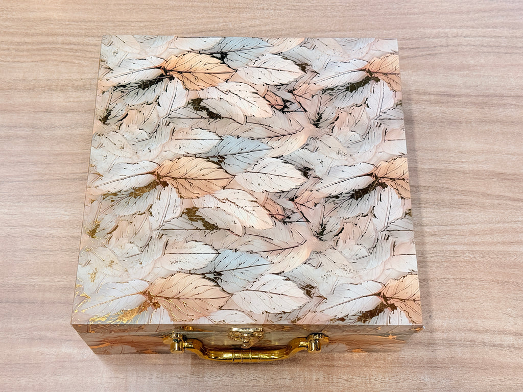 4 JAR Leafs Print Botanical Foil Luxury Hamper Box