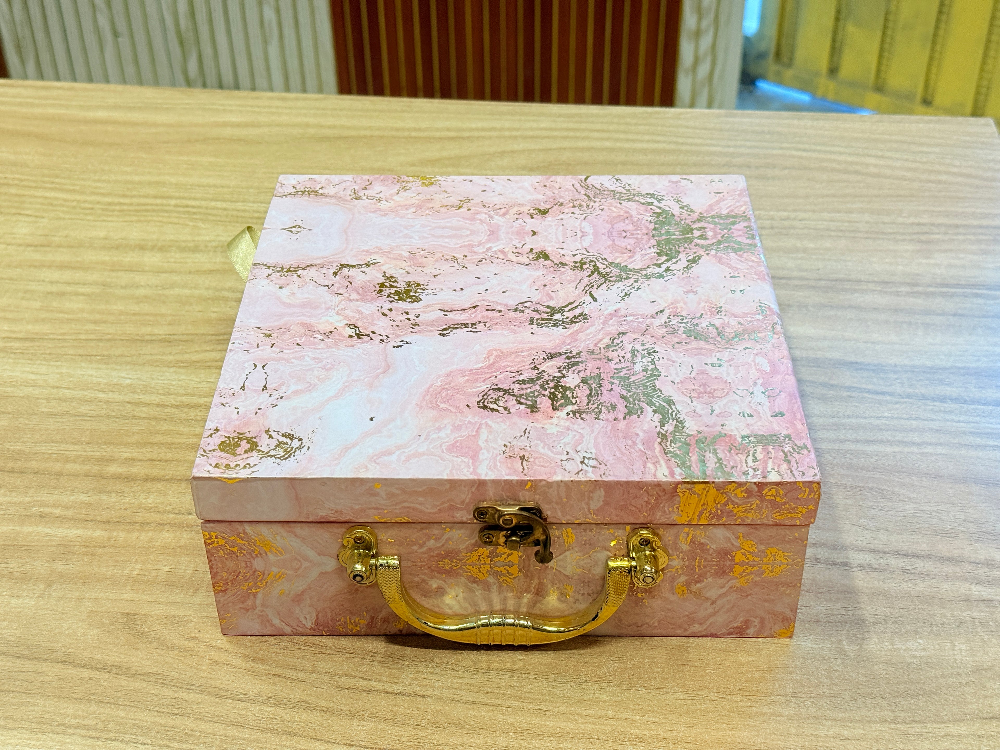 2 Jar Marble Light Pink Foil Multi-Purpose Hamper Box