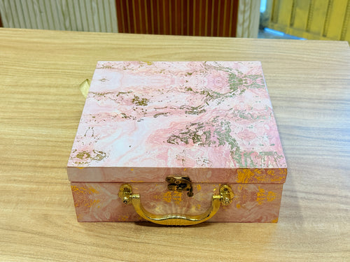 2 Jar Marble Light Pink Foil Multi-Purpose Hamper Box