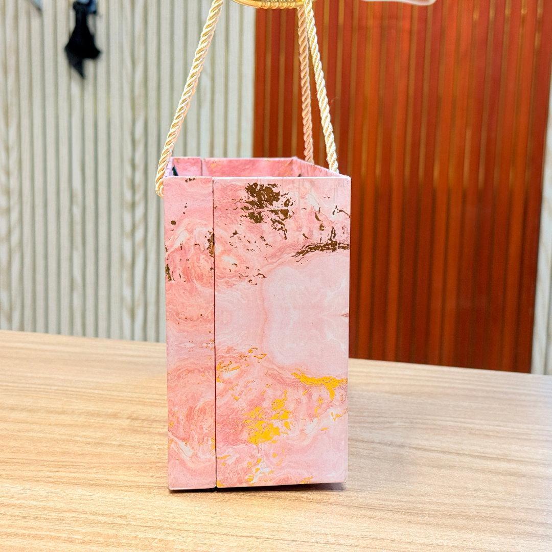 2 Jars Pink Marble Foil Carry Bag Style  Box