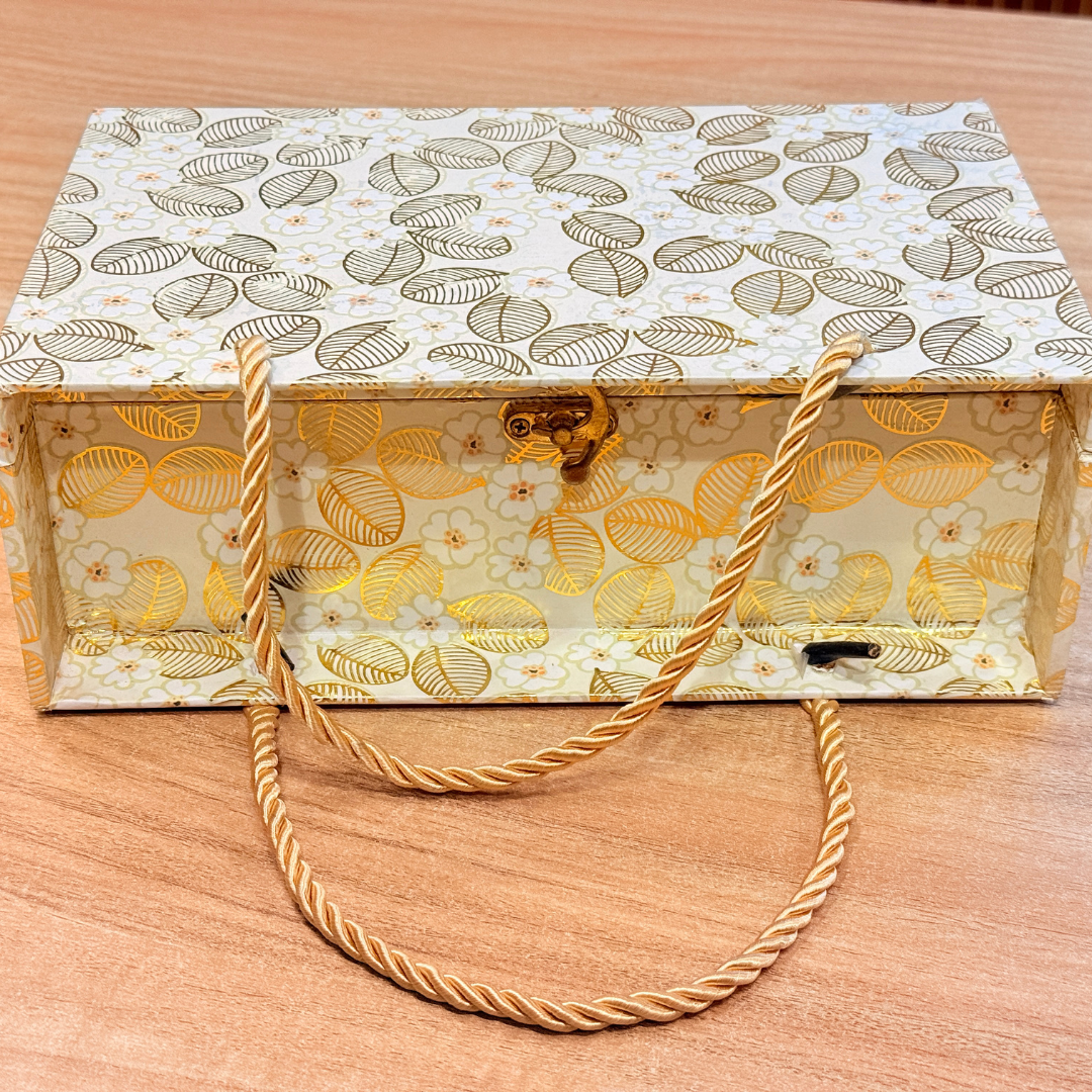 2 Jars New Foil Floral Carry Style Hamper Box