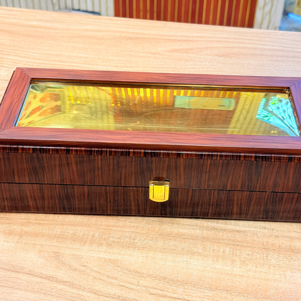 3 Jar Molding Royal Walnut Glass Gift Box
