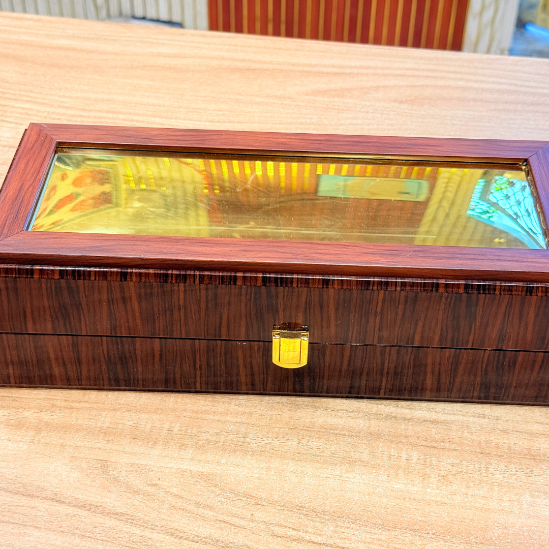 3 Jar Molding Royal Walnut Glass Gift Box