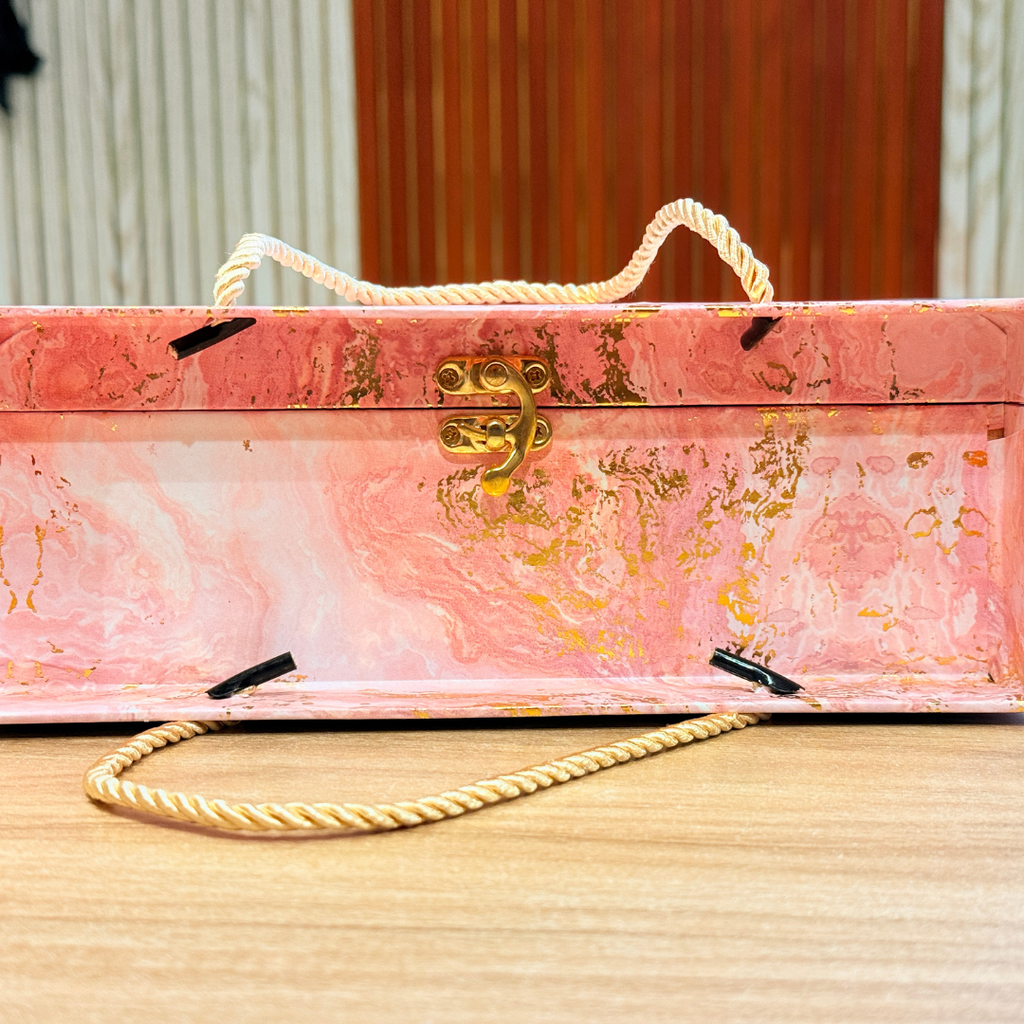 2 Jars Pink Marble Foil Carry Bag Style  Box