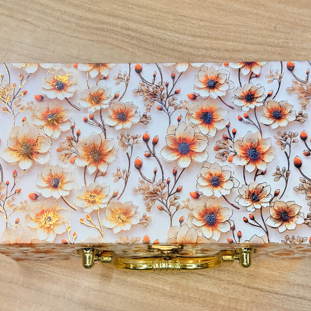2 Jar Foil Floral White Print Blush Bloom   Gift Box