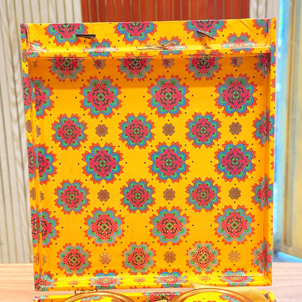 4 Jar Foil Carry Bag Style Royal Festive Mandala Gift Box