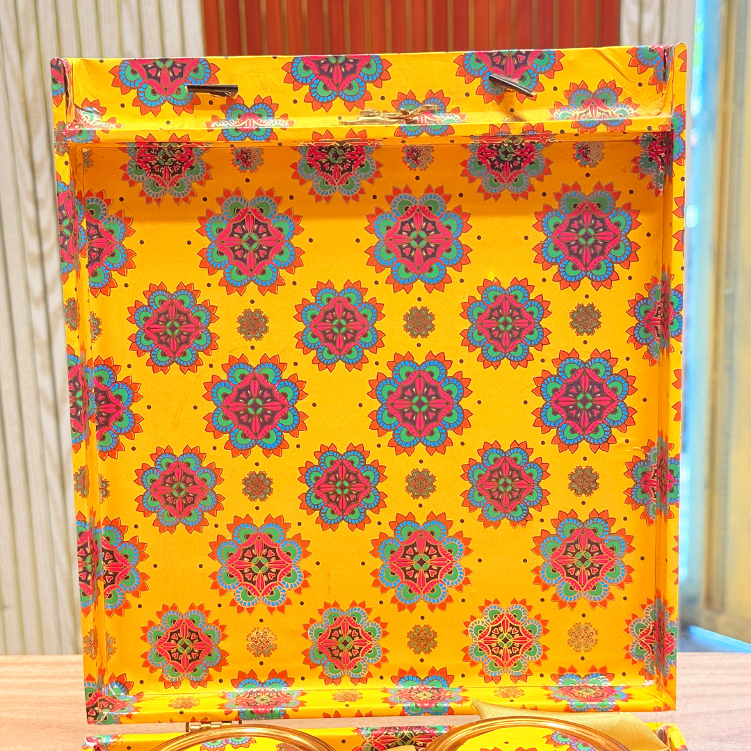 4 Jar Foil Carry Bag Style Royal Festive Mandala Gift Box