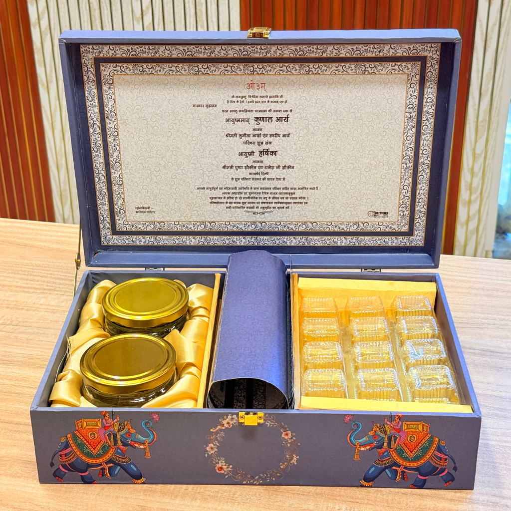 2 Jars 12 Cavity Customized Premium Wedding Hamper Box
