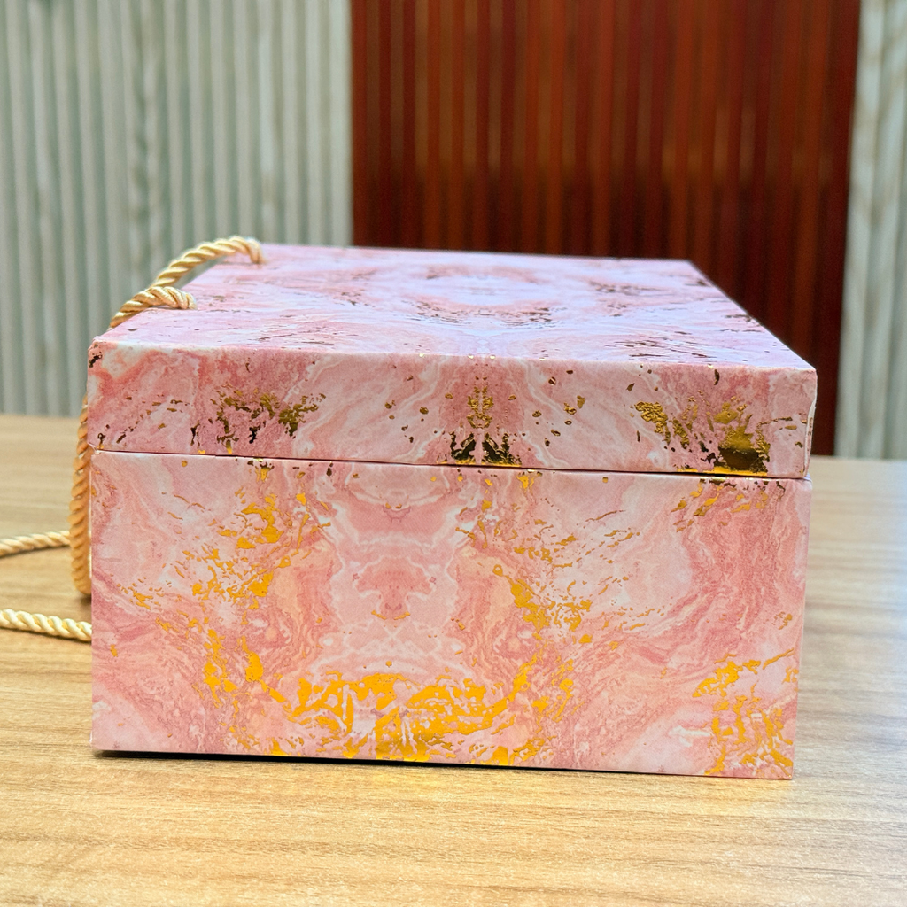 2 Jars Pink Marble Foil Carry Bag Style  Box
