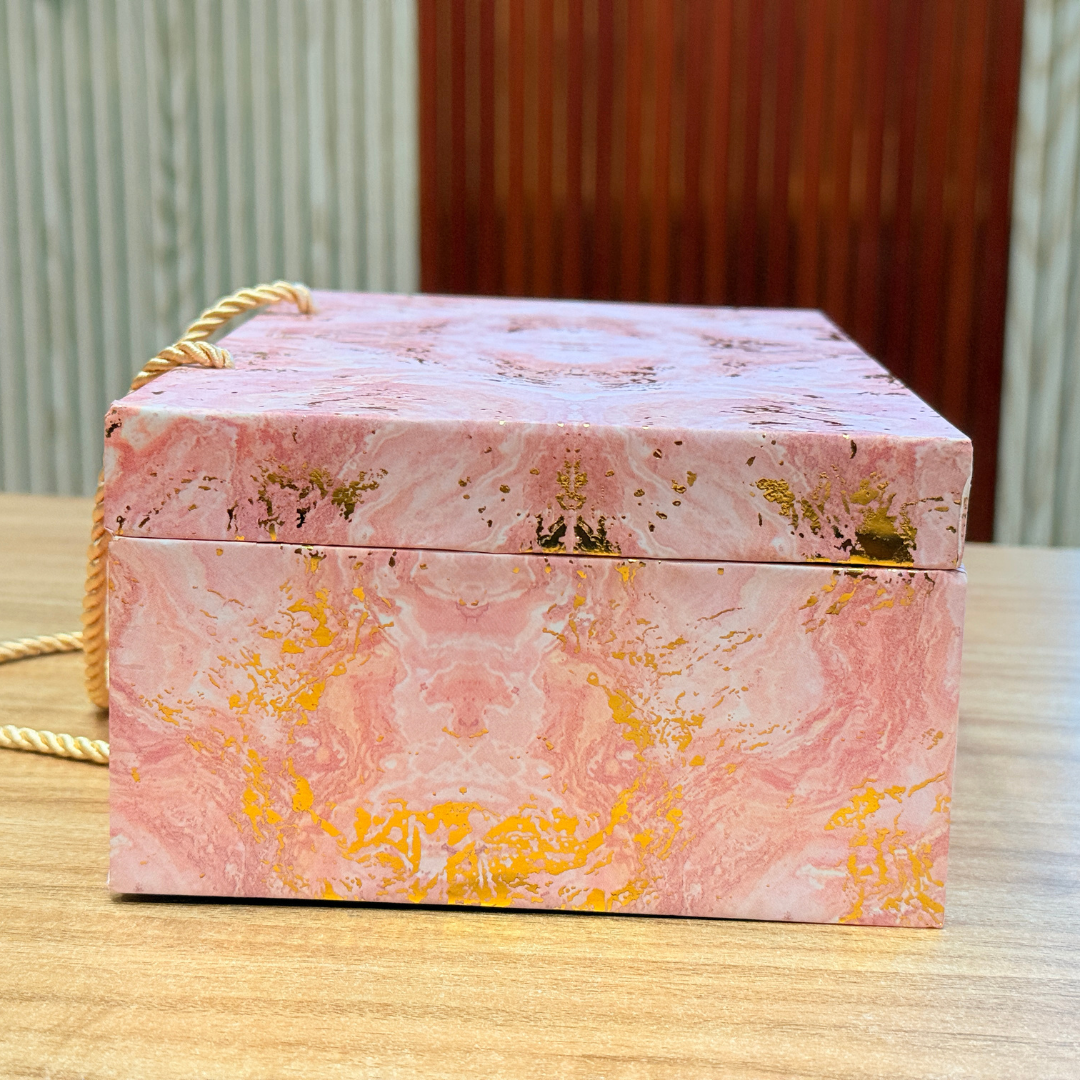 2 Jars Pink Marble Foil Carry Bag Style  Box