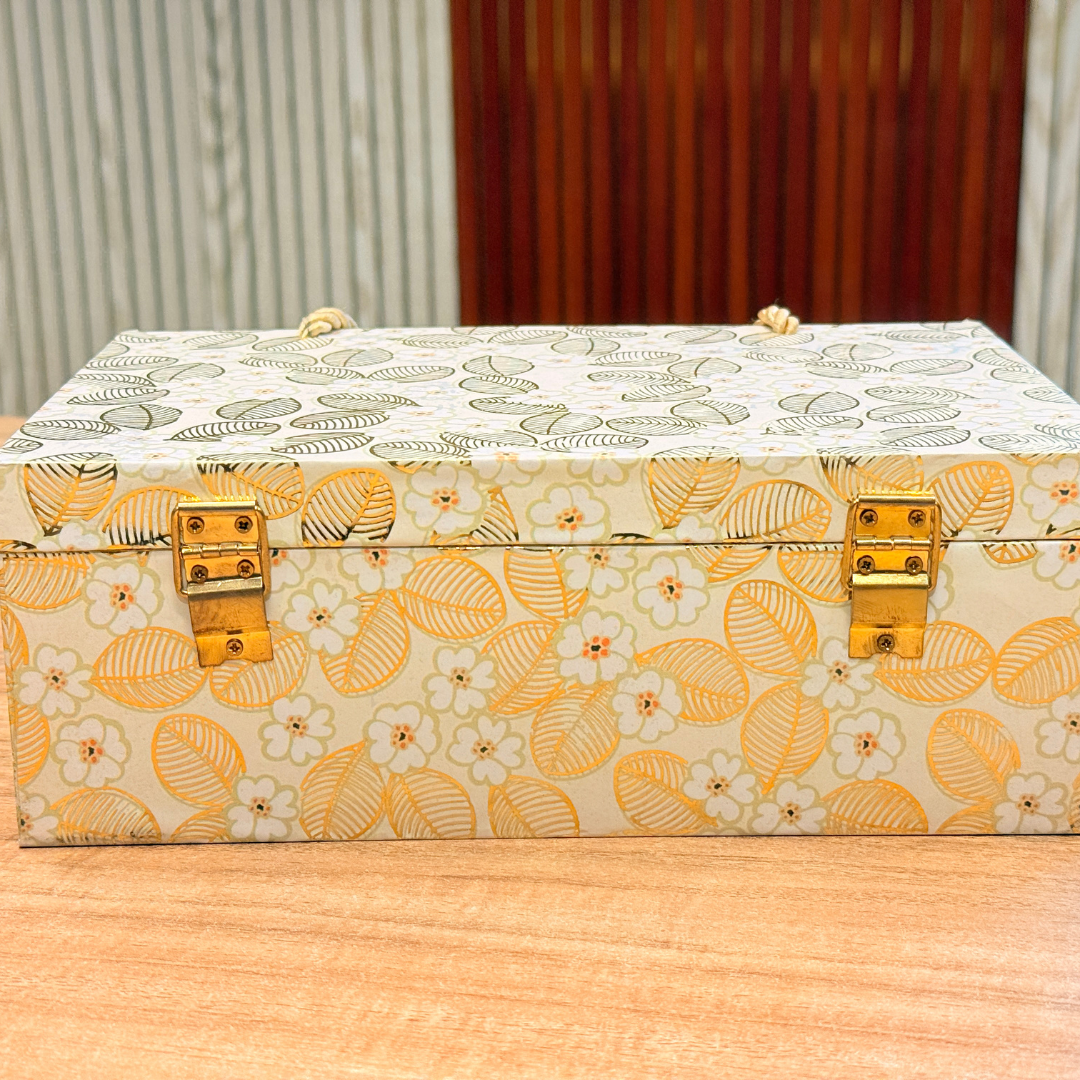 2 Jars New Foil Floral Carry Style Hamper Box