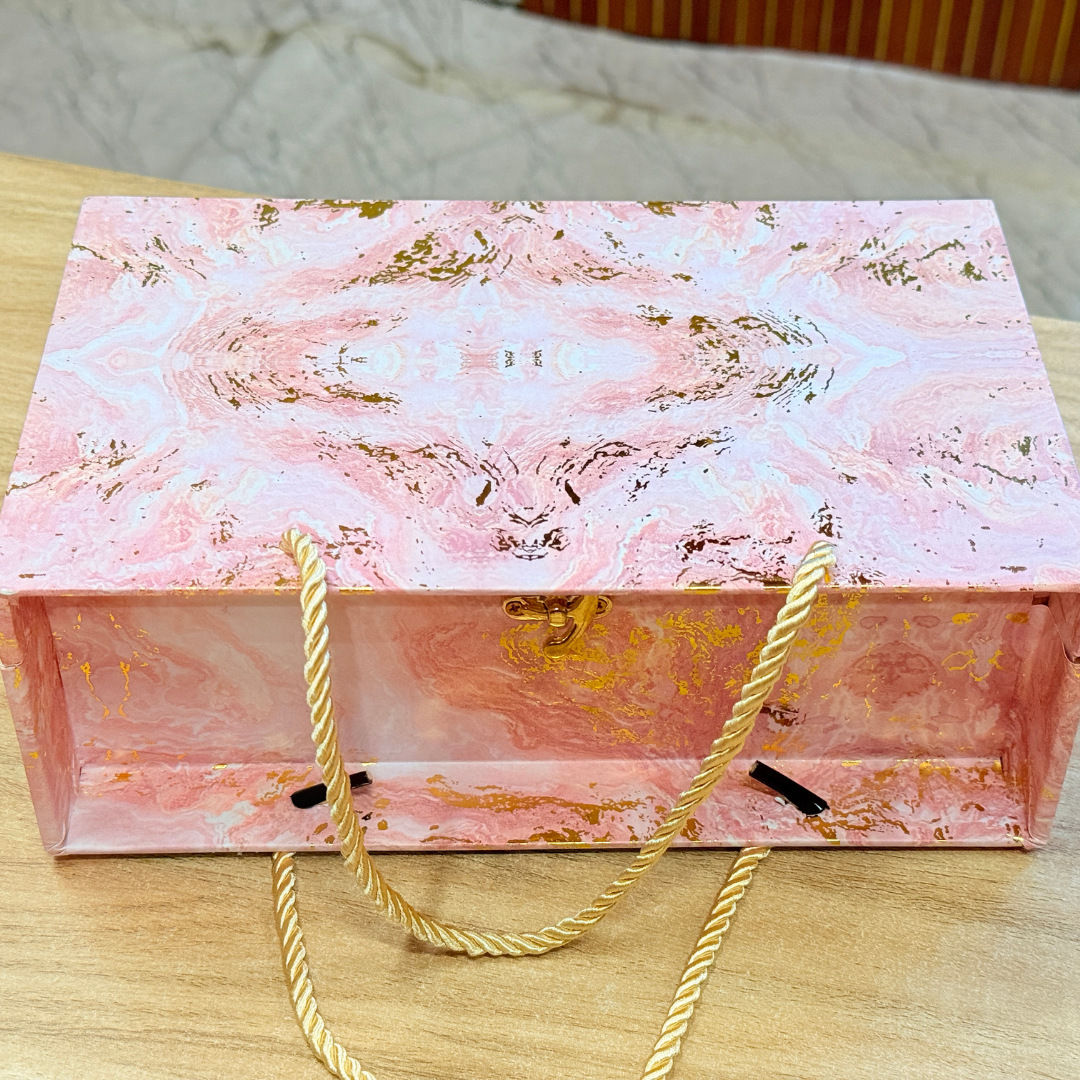 2 Jars Pink Marble Foil Carry Bag Style  Box