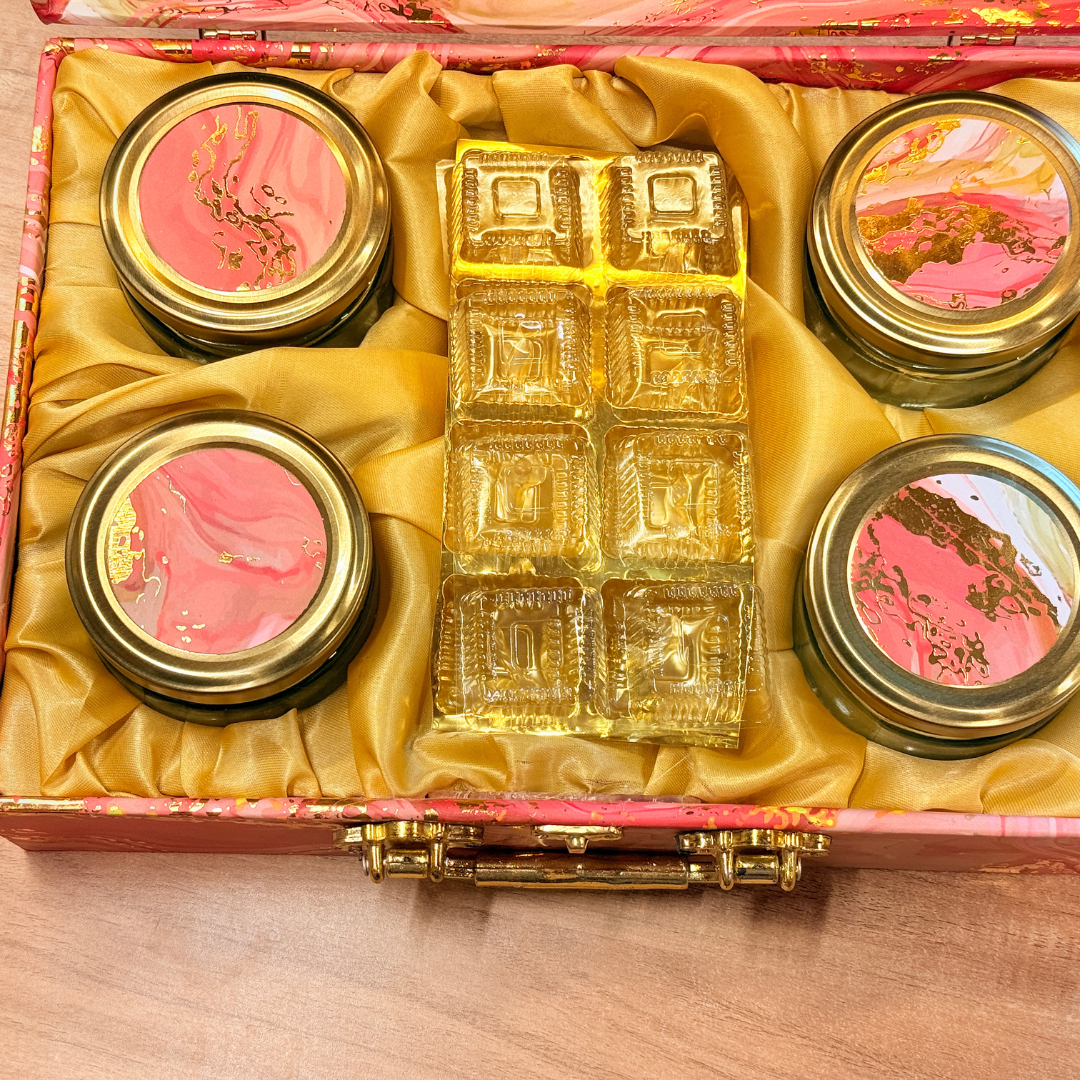 4 JAR 8 Cavity Pink FOIL Blush Marble Royale  PRINT Gift Box