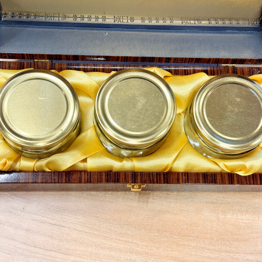 3 Jar Molding Royal Walnut Glass Gift Box