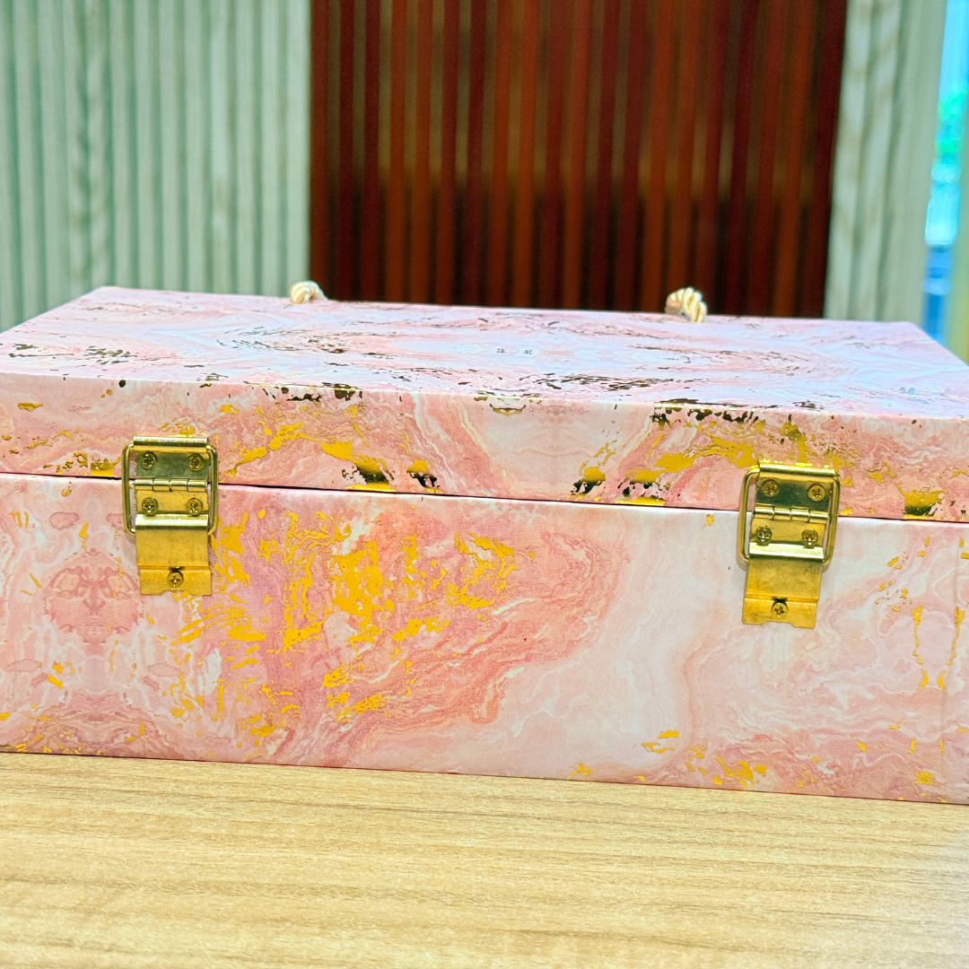 2 Jars Pink Marble Foil Carry Bag Style  Box