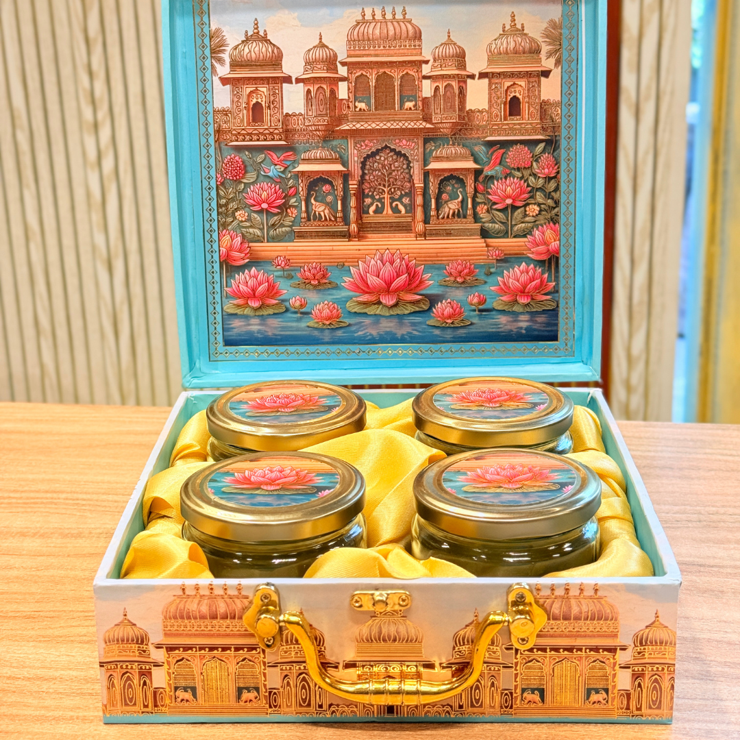 4 JAR MGI Raj Mahal Luxury  PRINT GIFT BOX