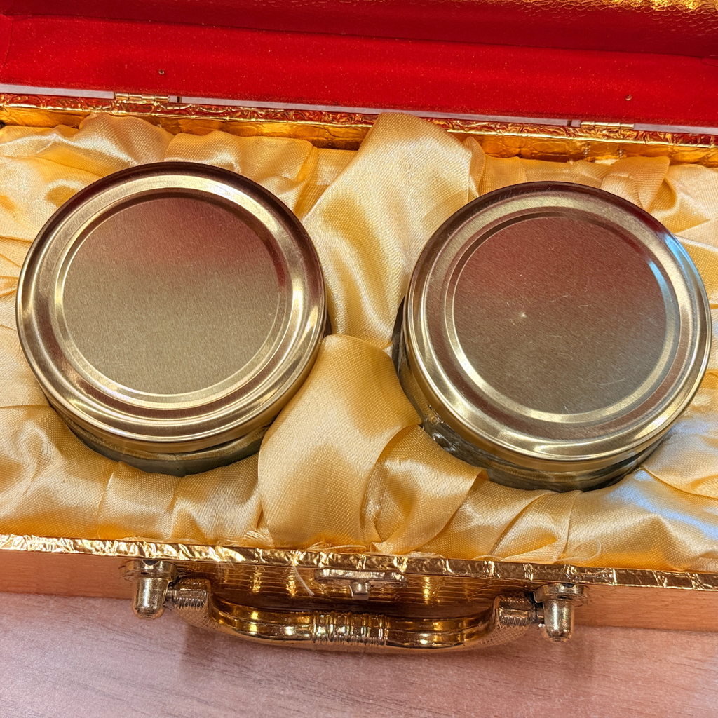 2 Jar Customized Velvet & Rexine Gift Royal Crimson  Box