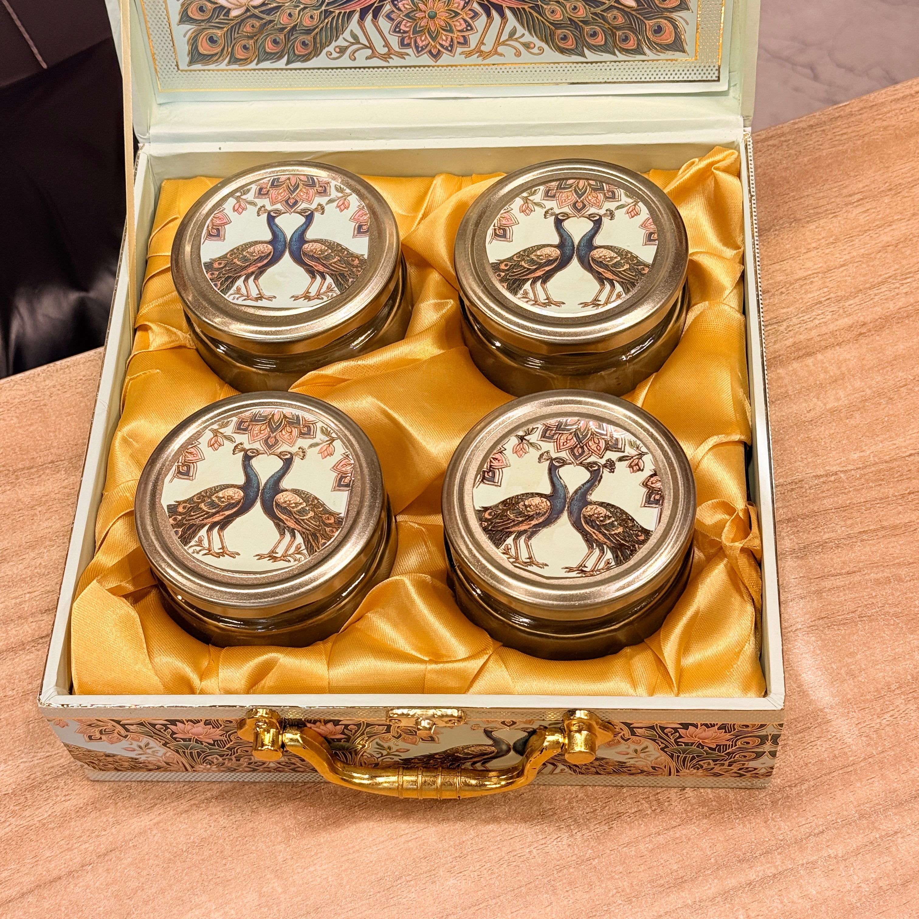 4 Jar New Peacock Green Heritage Hamper Box