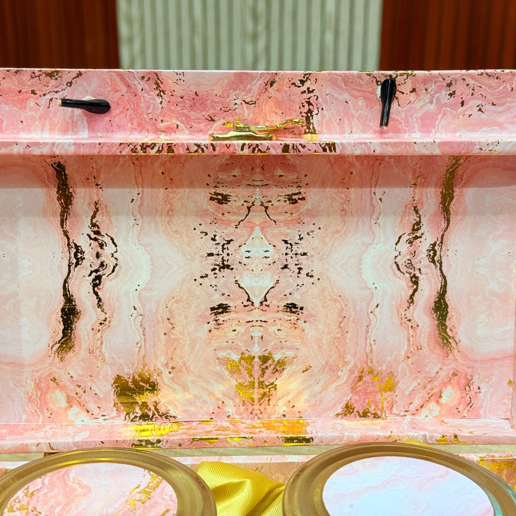 2 Jars Pink Marble Foil Carry Bag Style  Box