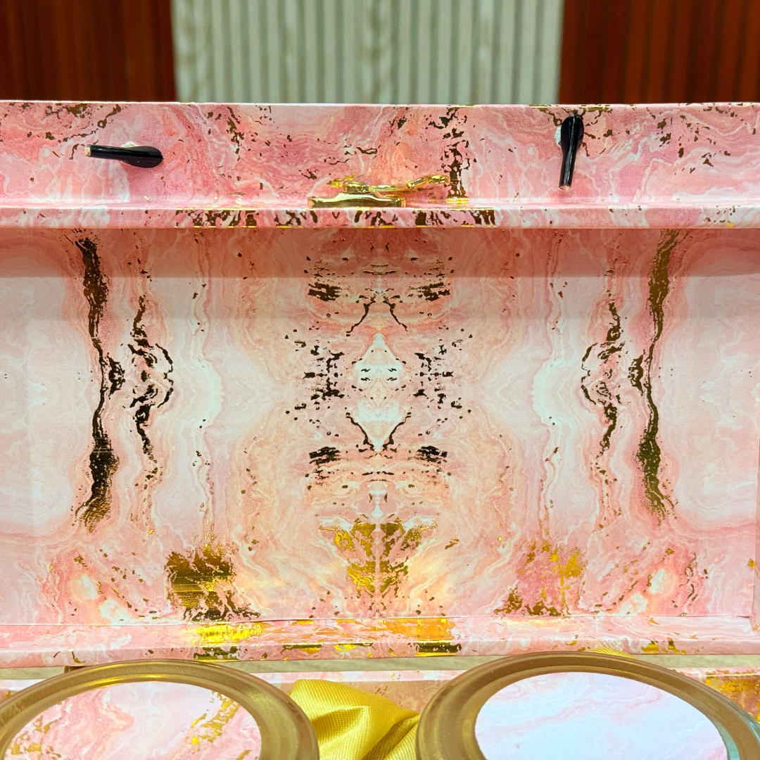 2 Jars Pink Marble Foil Carry Bag Style  Box