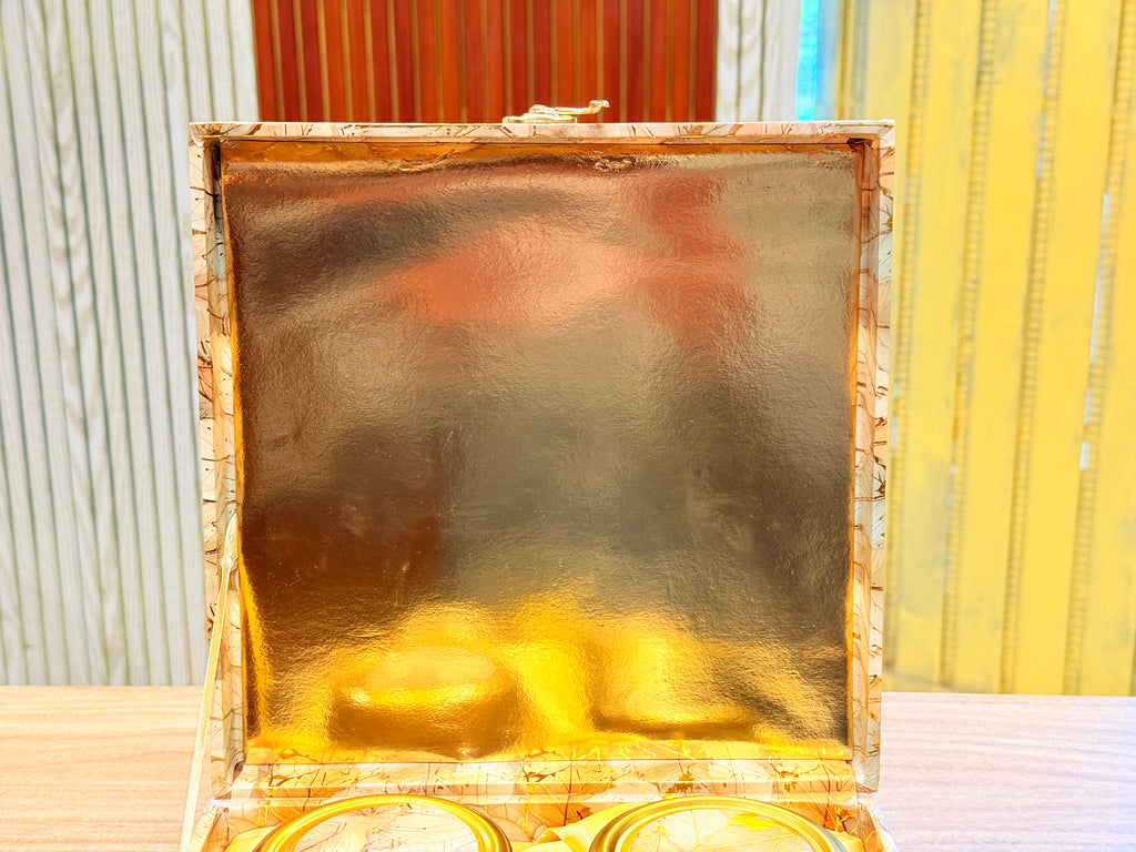 4 JAR Leafs Print Botanical Foil Luxury Hamper Box