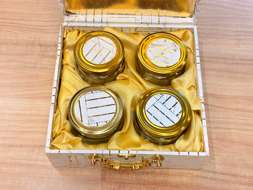 4 JAR White Line Gold Foil Hamper Box