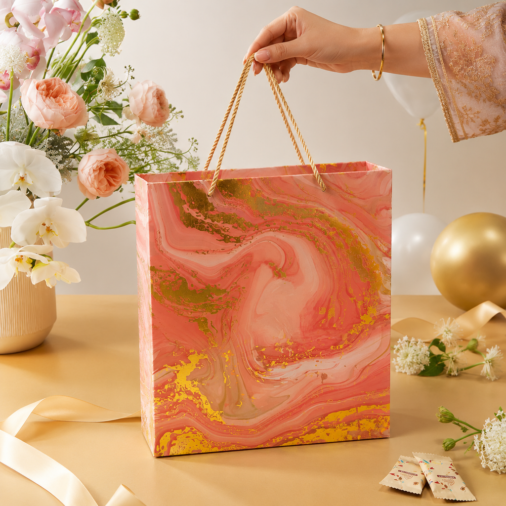 4 Jar Pink Foil Carry Bag style Hamper Box