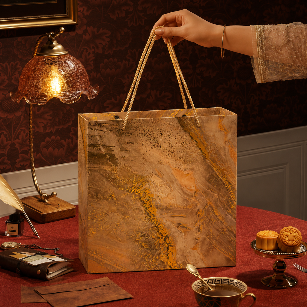 4 Jar Green Foil Carry Bag Luxury Hamper Box