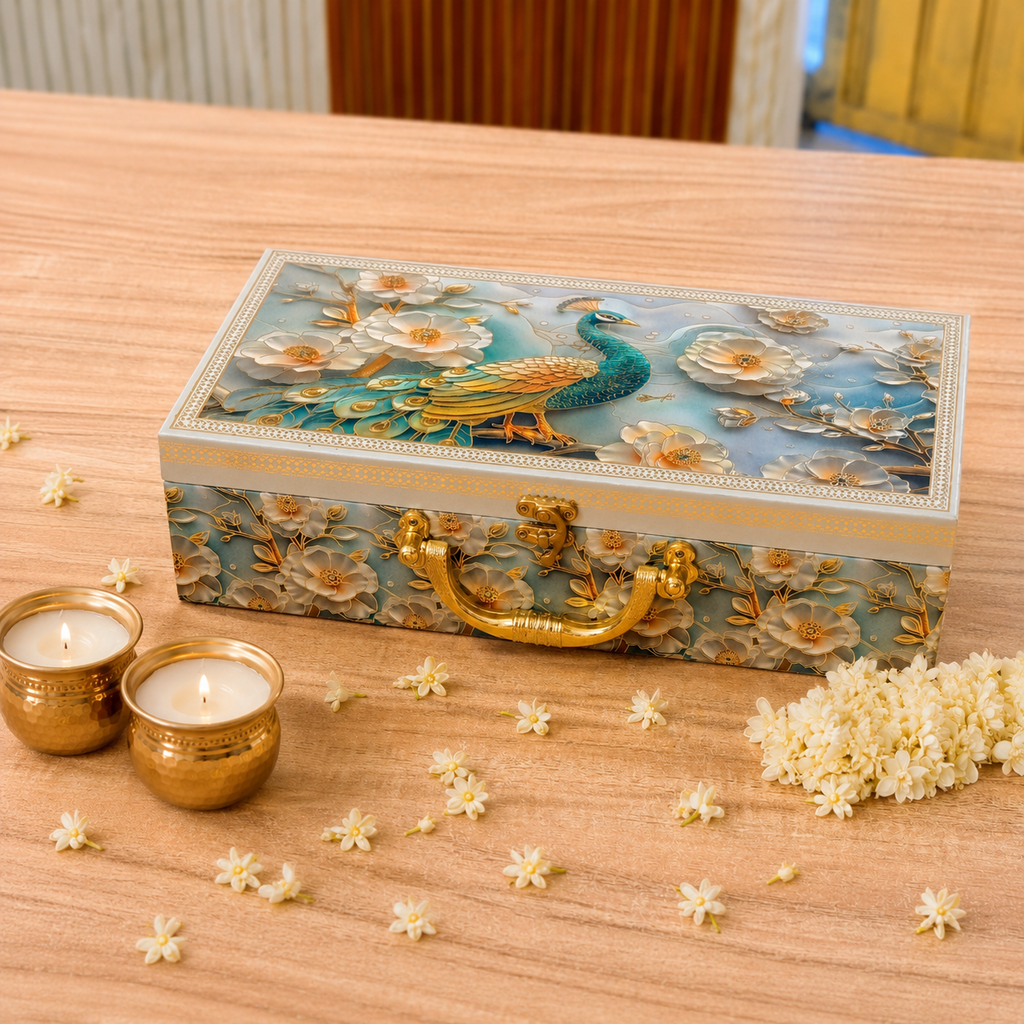3 JAR Green Single Peacock MGI Royal Heritage PRINT GIFT BOX