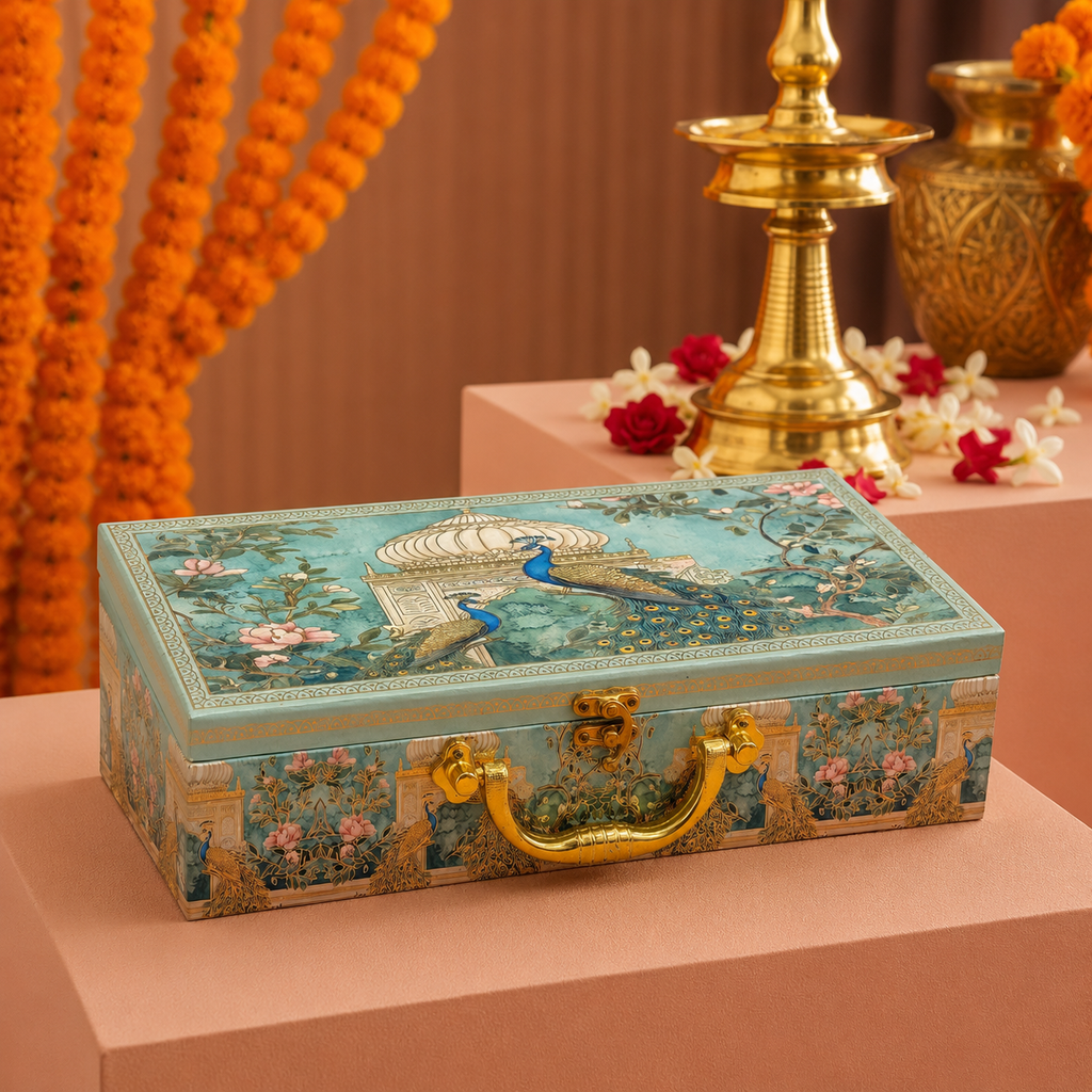 3 JAR Green Double Peacock MGI Royal Heritage PRINT GIFT BOX