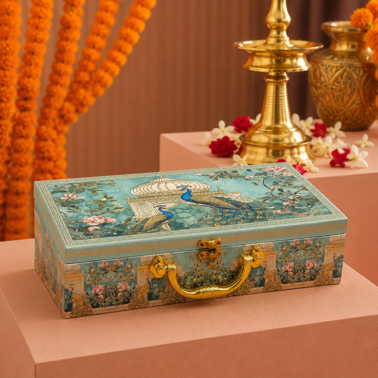 3 JAR Green Double Peacock MGI Royal Heritage PRINT GIFT BOX