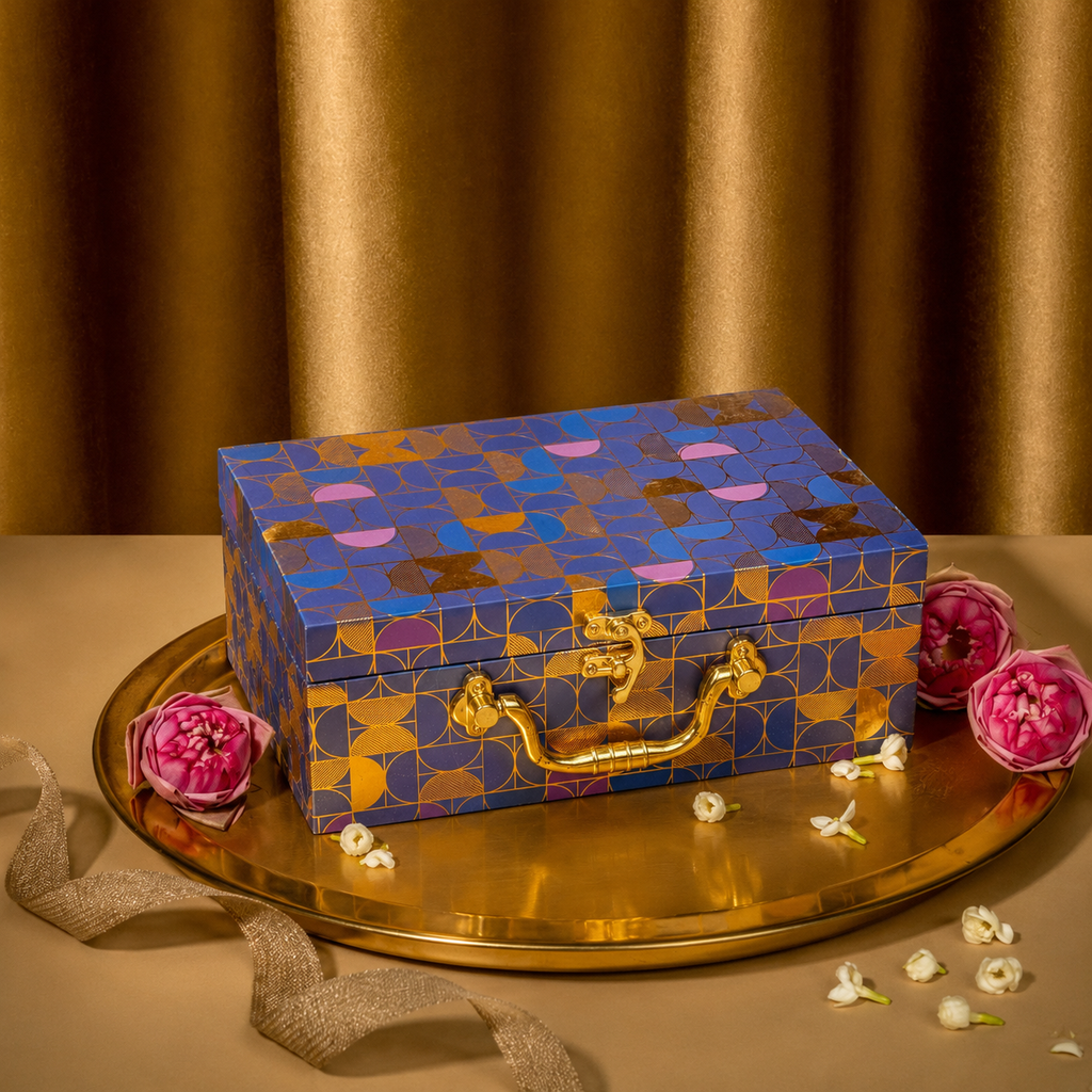 2 Jars Dark Blue Foil Hamper Gift Box