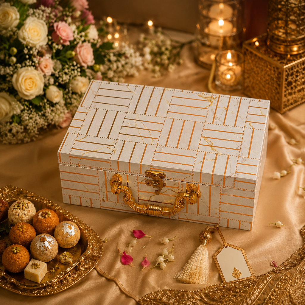 2 Jars White Line Foil Hamper Gift Box