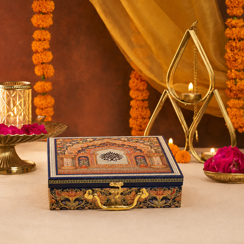 4 Jars Fort Gate Blue MGI Royal Heritage Palace Hamper MDF Box