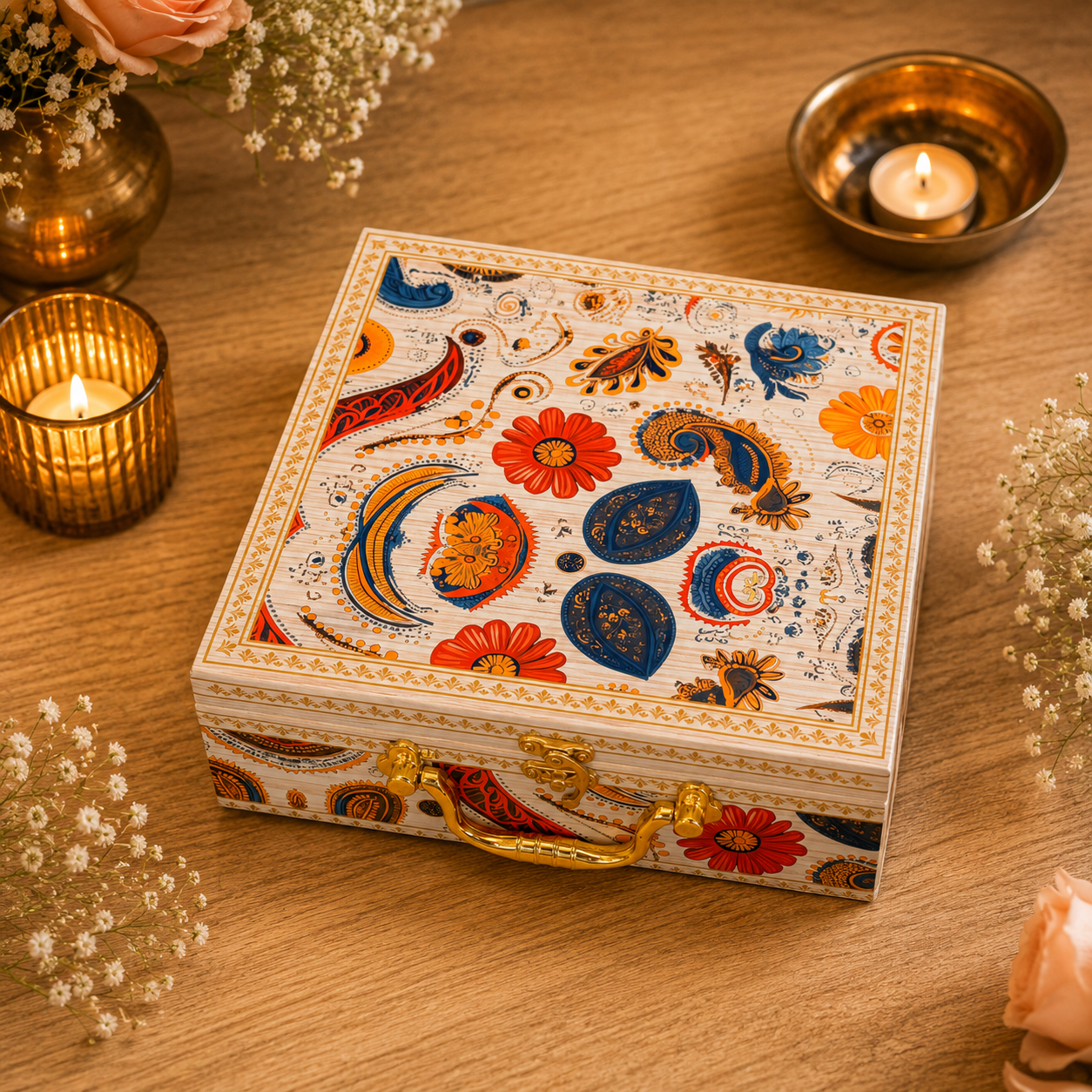 4 Jar Cream Print Luxury Hamper Box