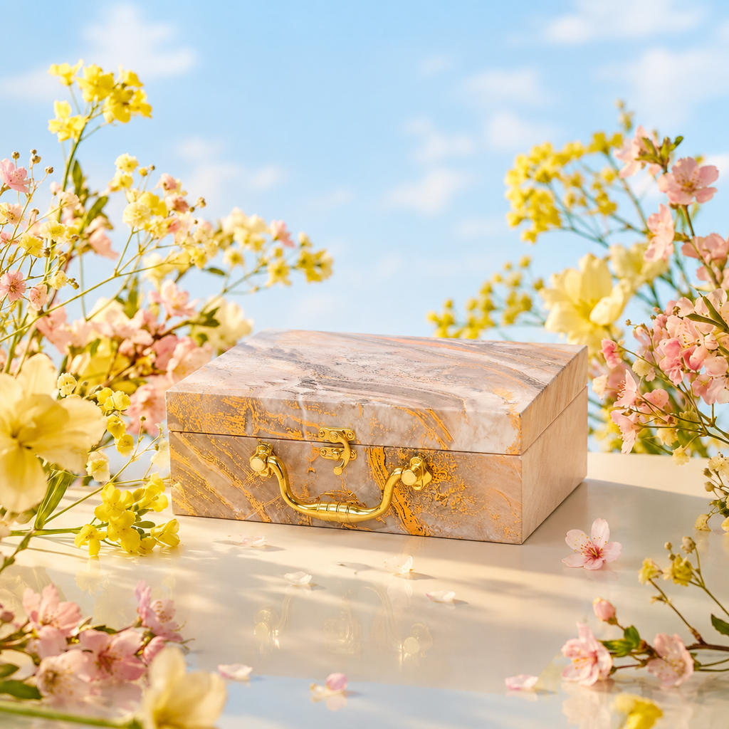 4 JAR GREEN Marble Foil Luxury Hamper Box