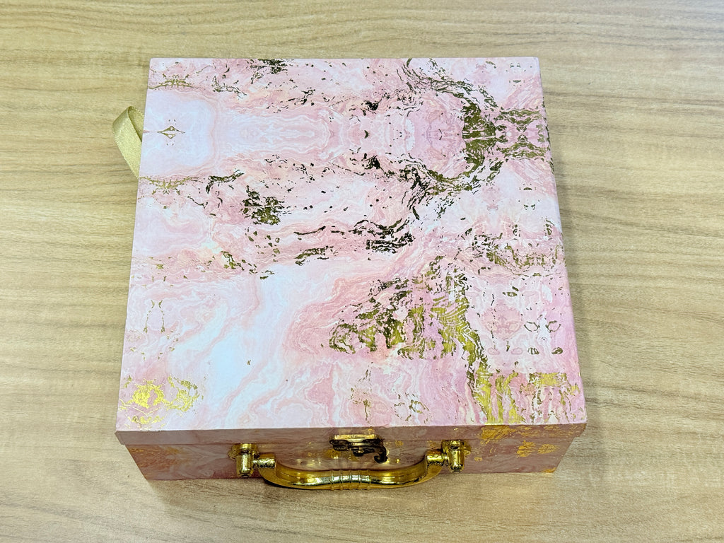 2 Jar Marble Light Pink Foil Multi-Purpose Hamper Box