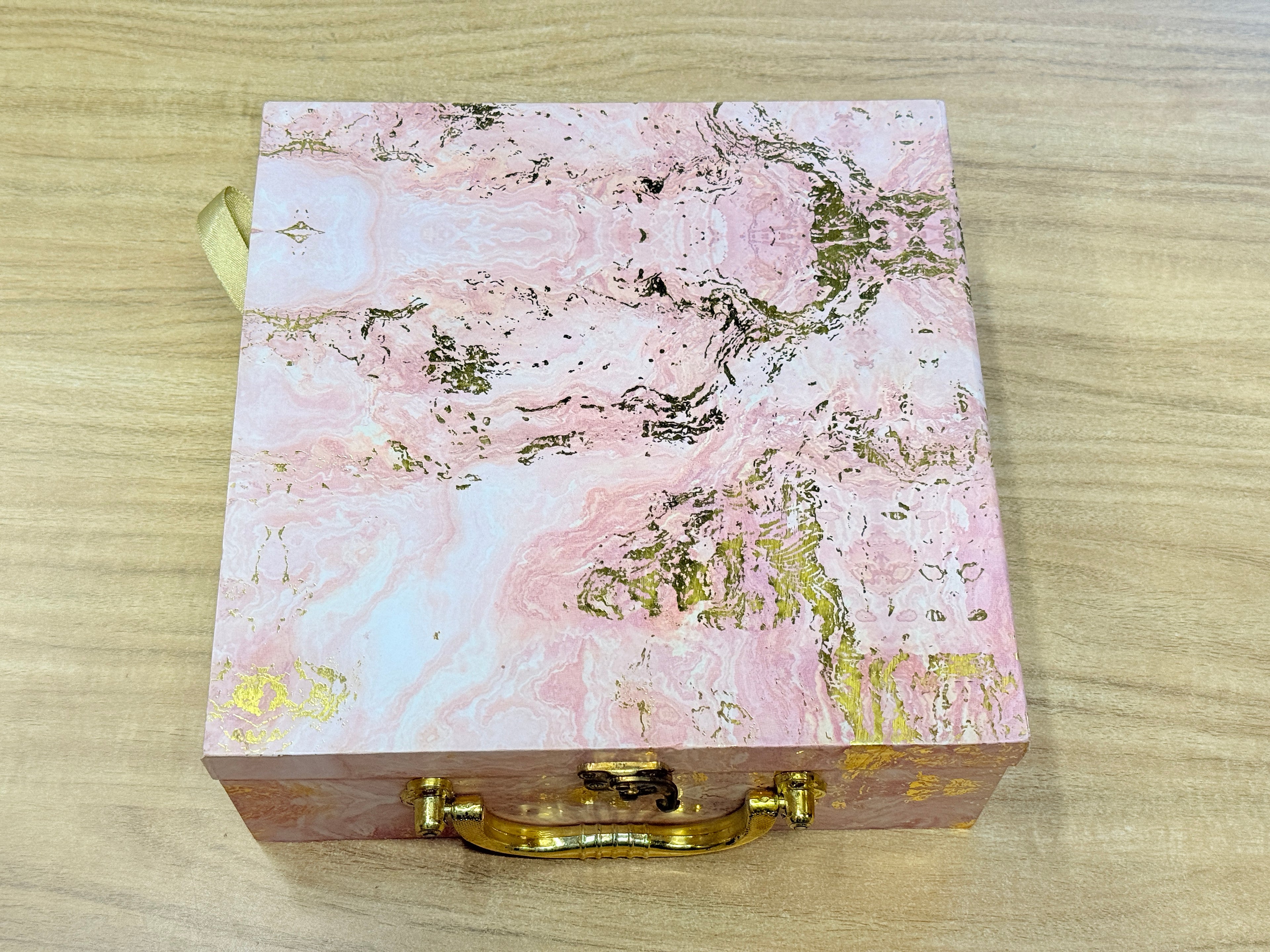 2 Jar Marble Light Pink Foil Multi-Purpose Hamper Box