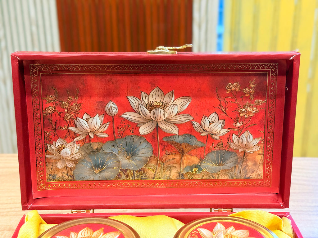 2 Jars Lotus Red MGI Print Royal Floral Edition Gift Box