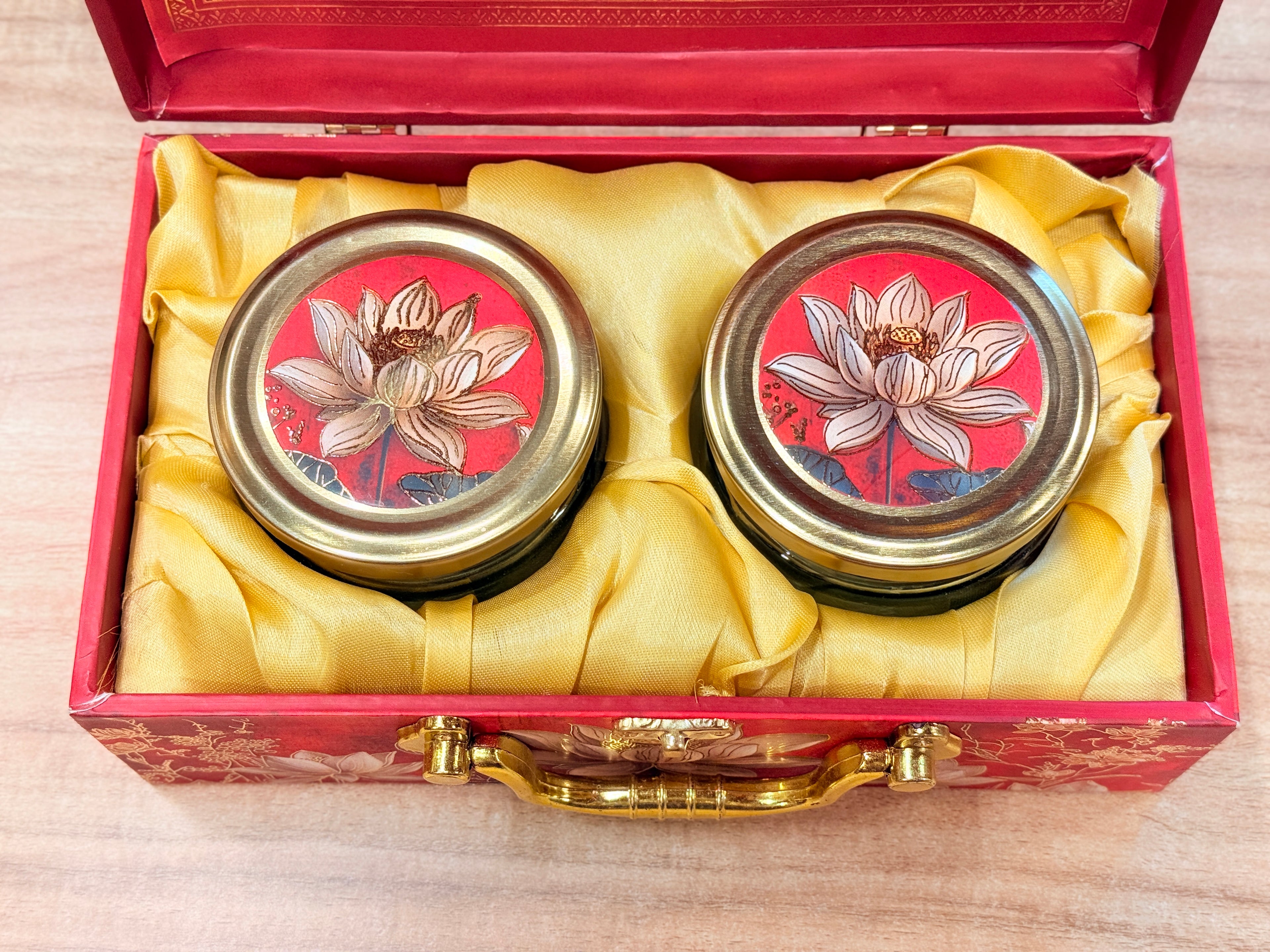 2 Jars Lotus Red MGI Print Royal Floral Edition Gift Box