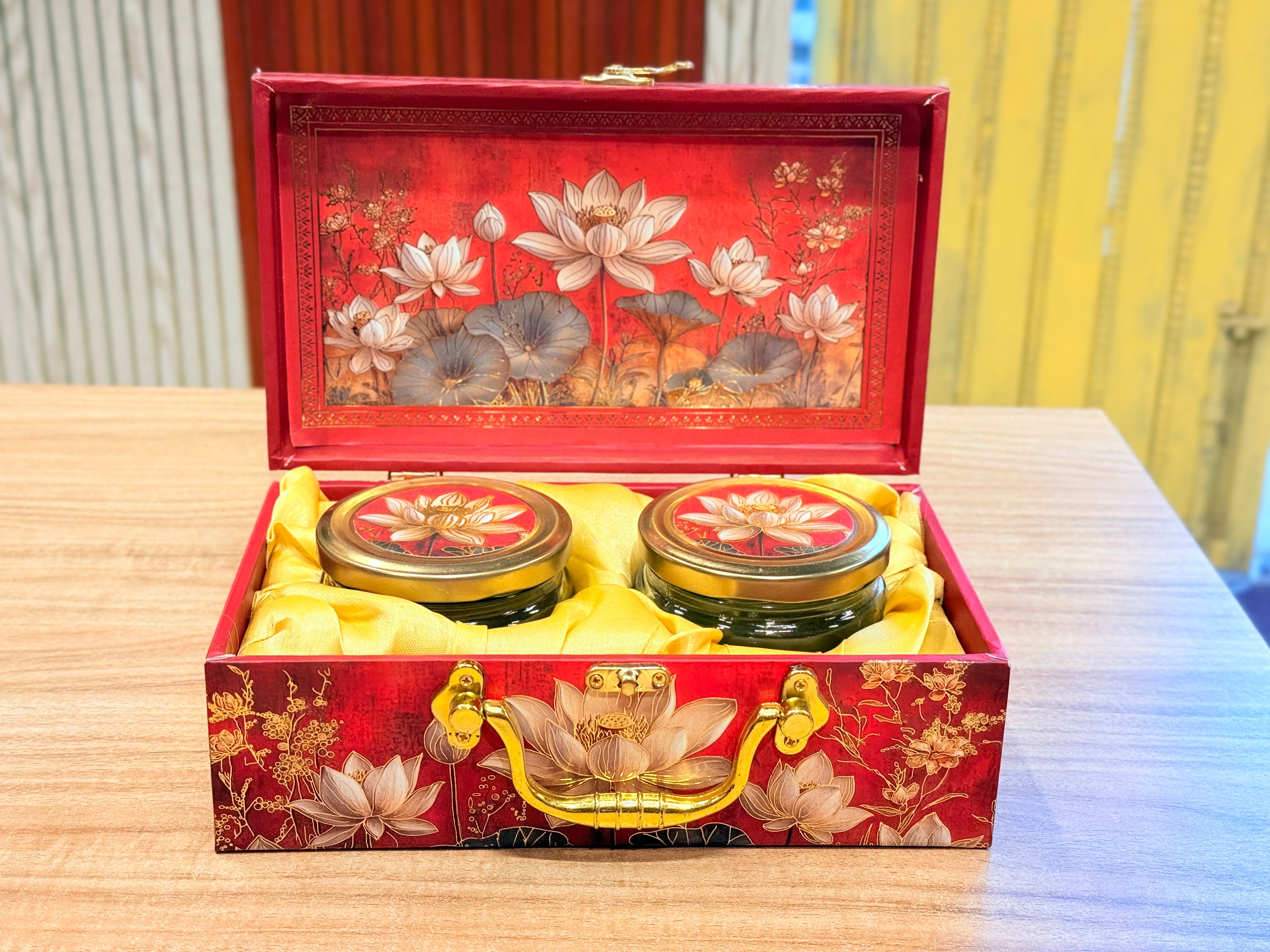 2 Jars Lotus Red MGI Print Royal Floral Edition Gift Box