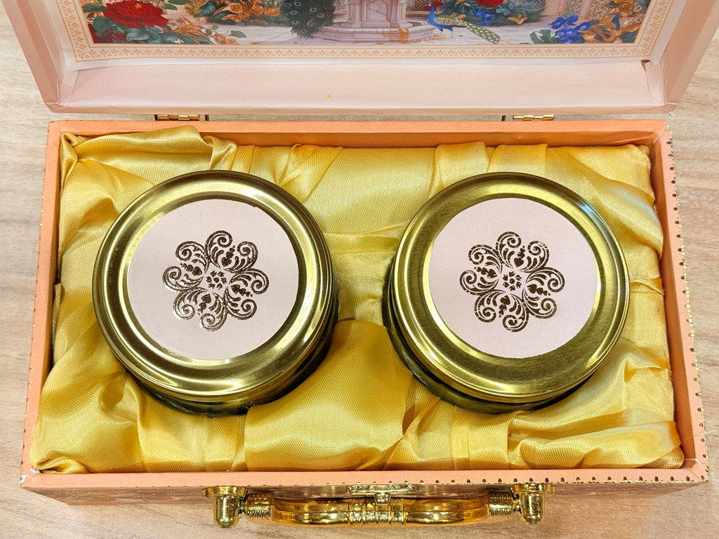 2 Jar Pink Peacock MGI Print Royal Floral Edition Gift Box