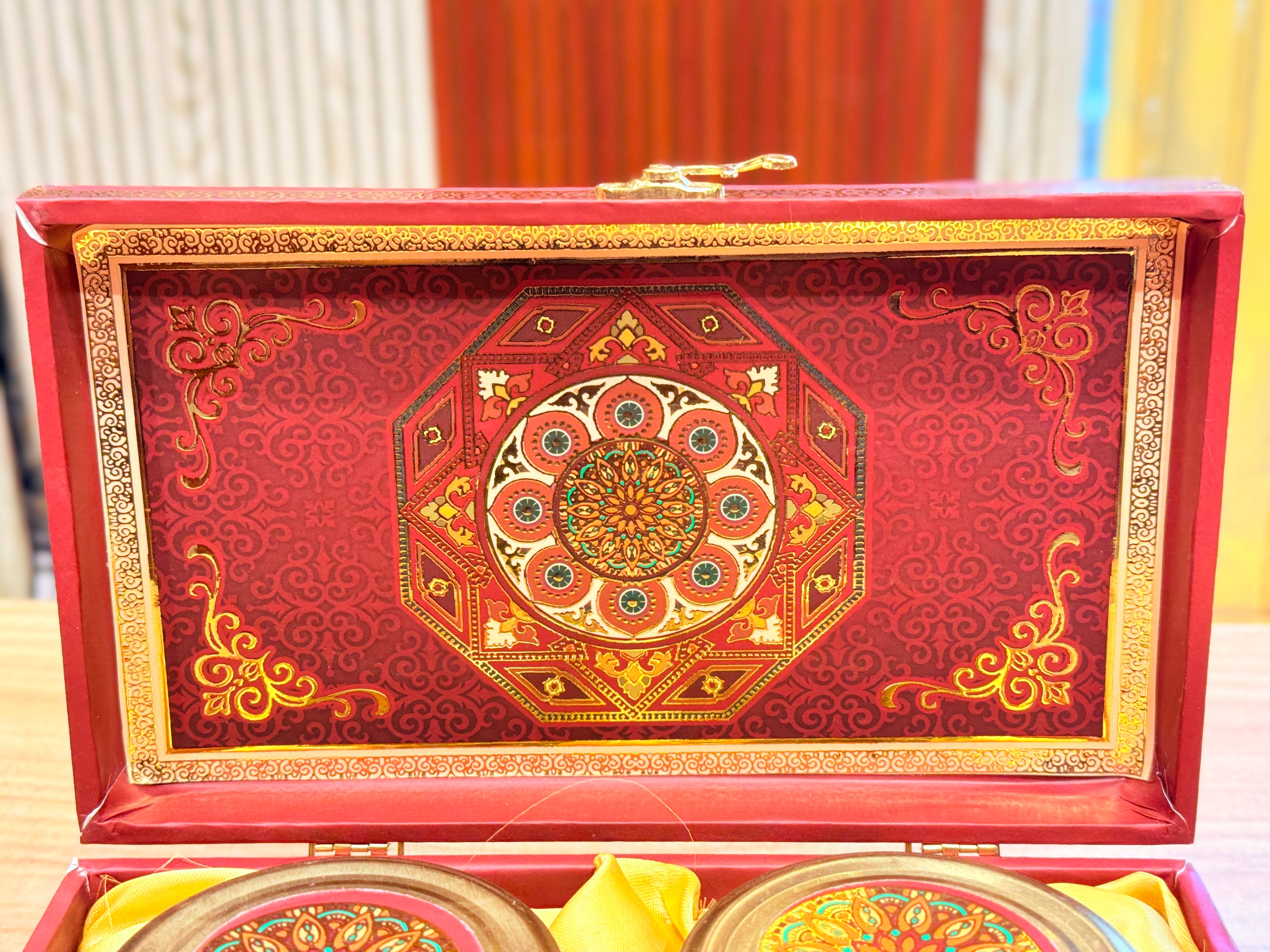 2 Jars  Maroon MGI Print Royal Floral Edition Gift Box